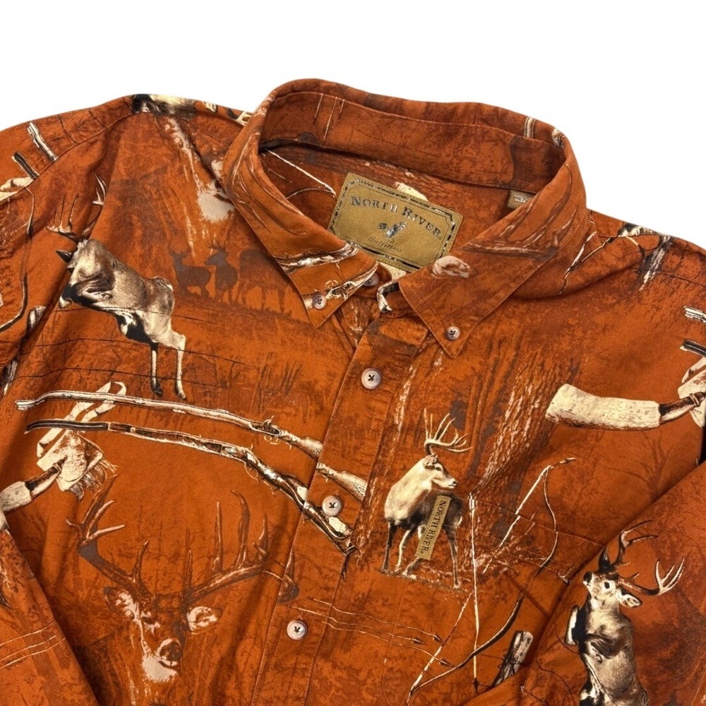 North River Outfitters All Over Deer Print Button Up Shirt‎ Mens XL Rustic